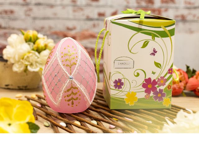 Idea regalo pasqua uovo luminoso decorato rosa con luce led