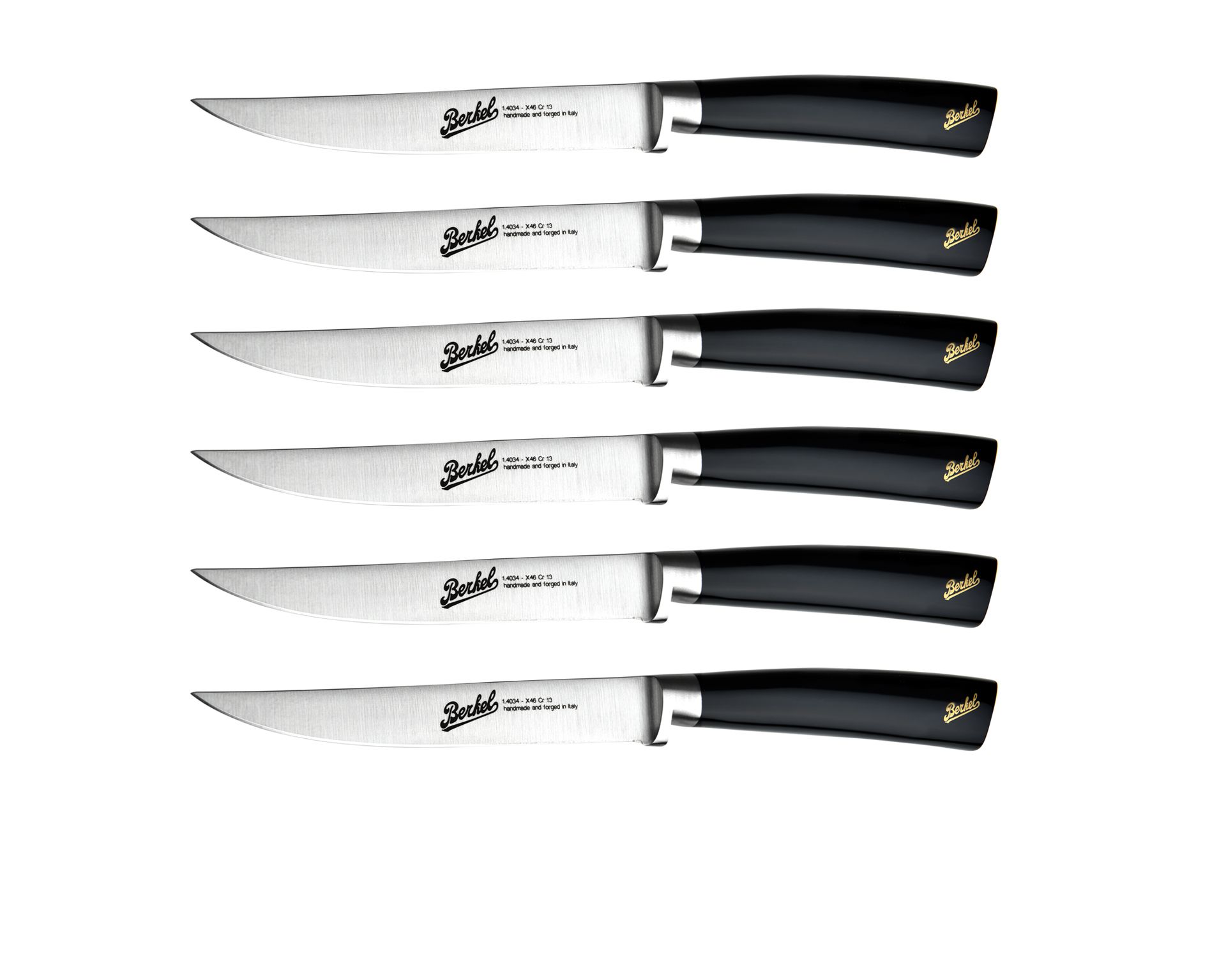 Set 6 Pezzi Coltelli Bistecca Elegance Acciaio Con Manico Nero Berkel 134643 8406st11srbbl