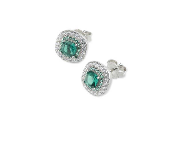 Orecchini luce argento con cubic zirconia e zircone smeraldo
