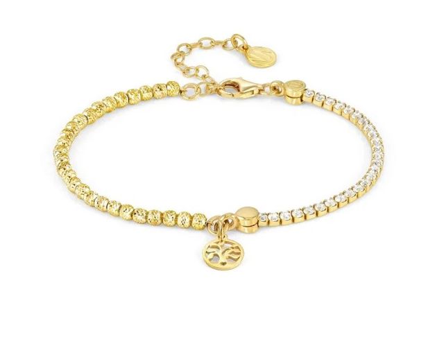 Bracciale chic&charm argento dorato con pendente albero della vita e zirconi bianchi