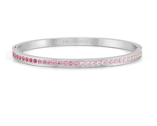 Bracciale pretty bangles acciaio con zirconi fuxia