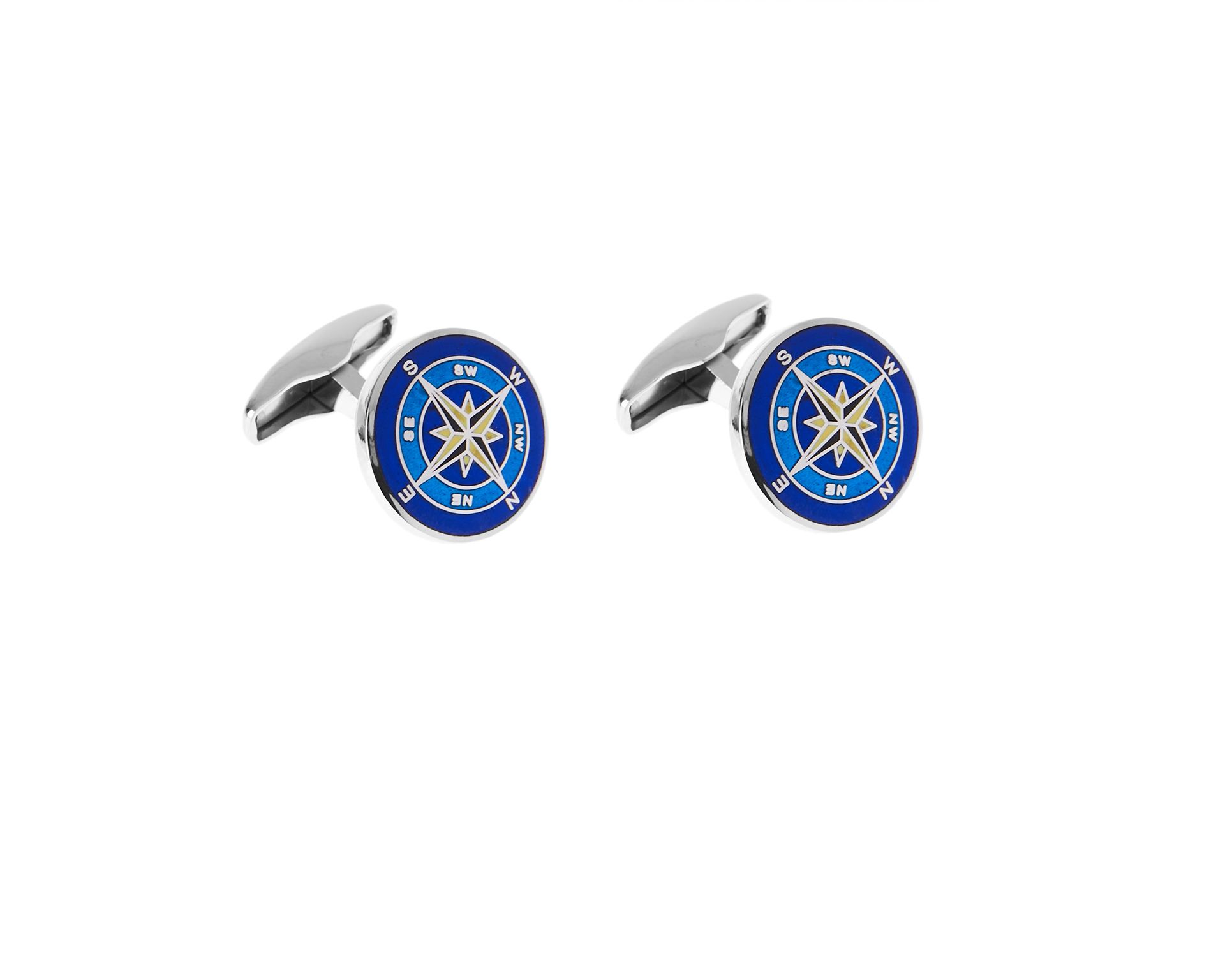Gemelli Argento Con Rosa Dei Venti Blu Selezione Zanolli 169099 925gm427bl