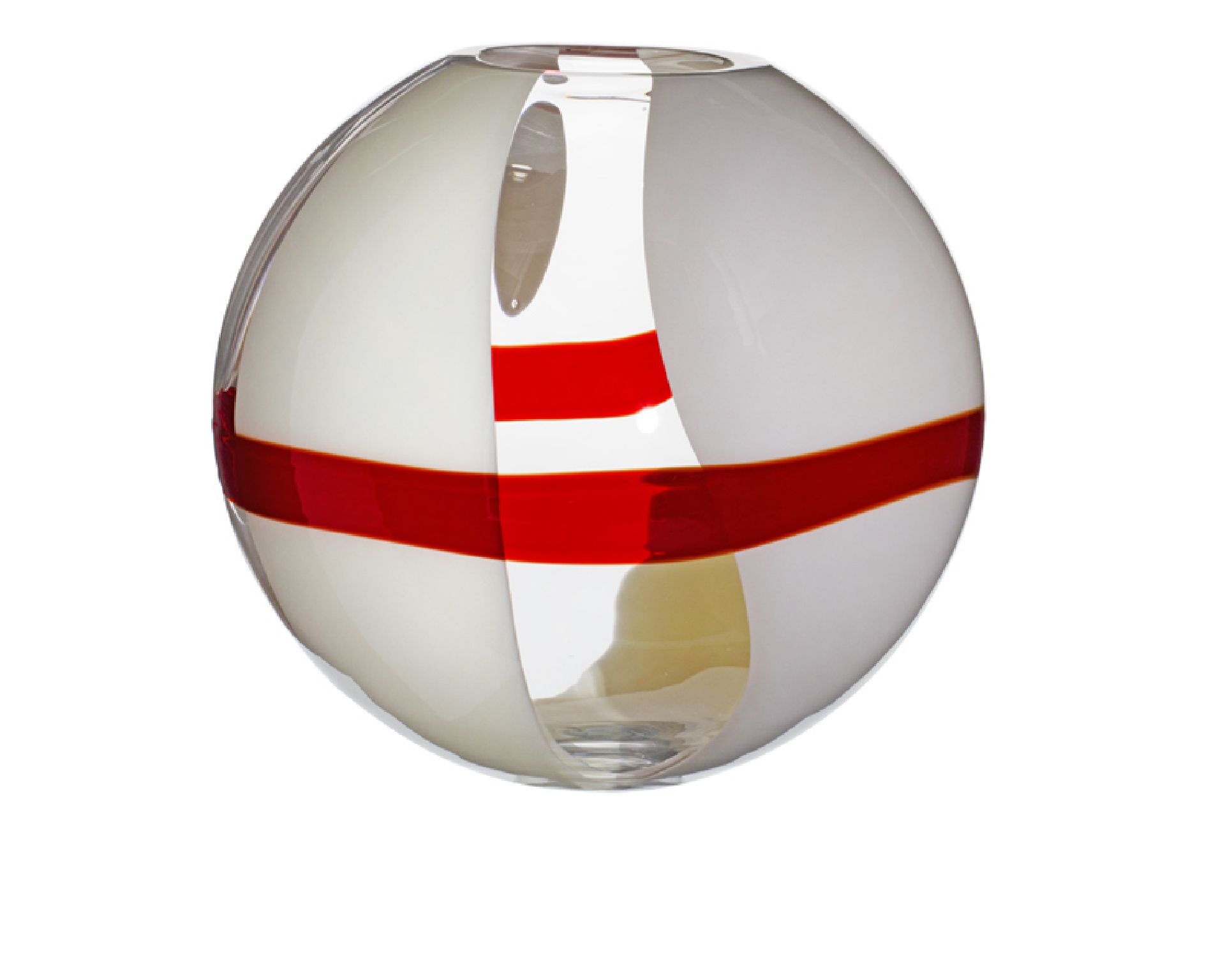 Vaso Sfera Vetro Di Murano Grigio Avorio Rosso Carlo Moretti 39958 6771756cn