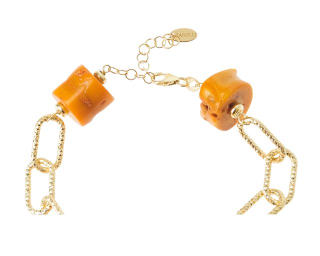 Bracciale Argento Dorato Con Bamboo Arancio Selezione Zanolli 183743 726br2941a