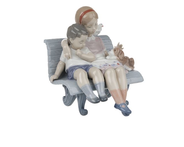 Bimbi Sulla Panchina Porcellana Lladro