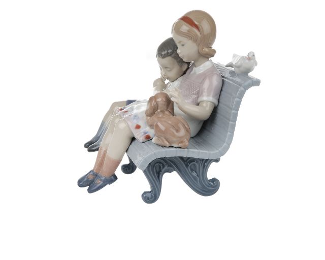 Bimbi Sulla Panchina Porcellana Lladro