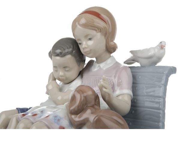 Bimbi Sulla Panchina Porcellana Lladro