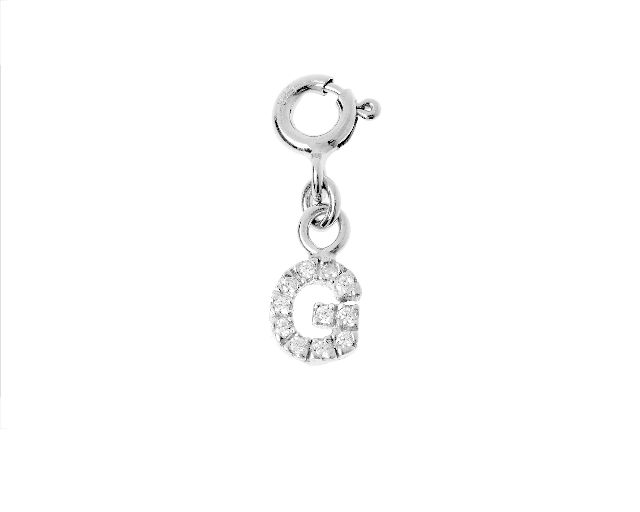 G letter charm silver with zircons