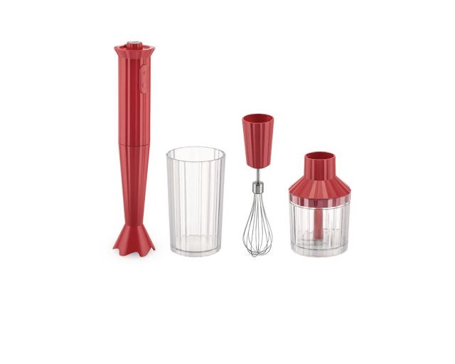 Hand blender set plissè red with whisk and chopper