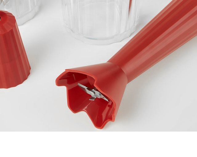 Hand Blender Set Plisse Red With Whisk And Chopper Alessi 166224 902mdl10sr
