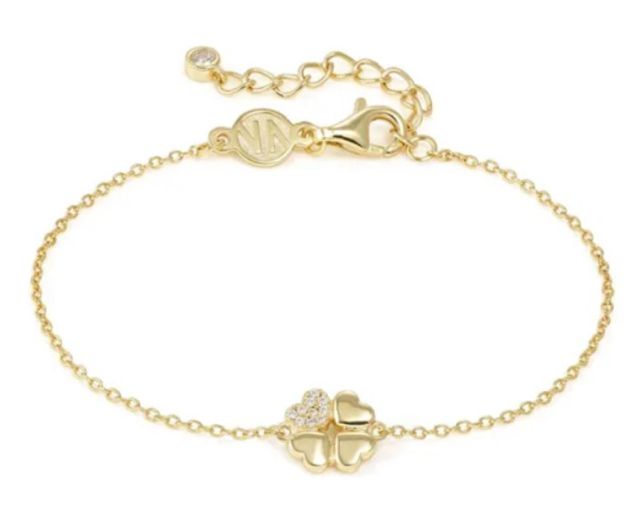 Bracciale petit sparkle argento dorato quadrifoglio e zirconi