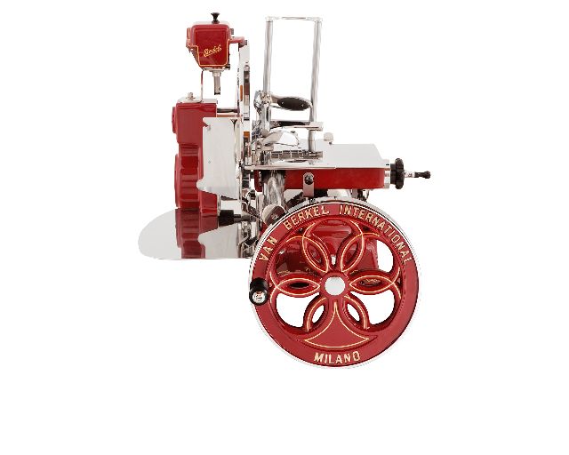 Flywheel meat slicer b114 steel red and gold