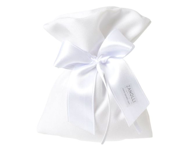 Sacchetto portaconfetti bianco con fiocco bianco