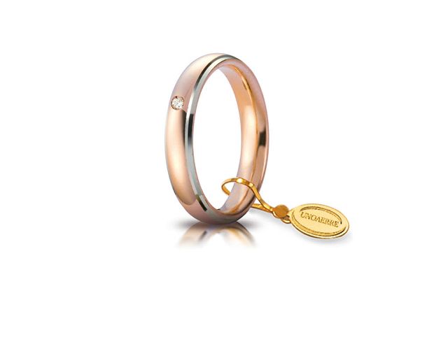 Fede comoda oro 750‰ con diamante
