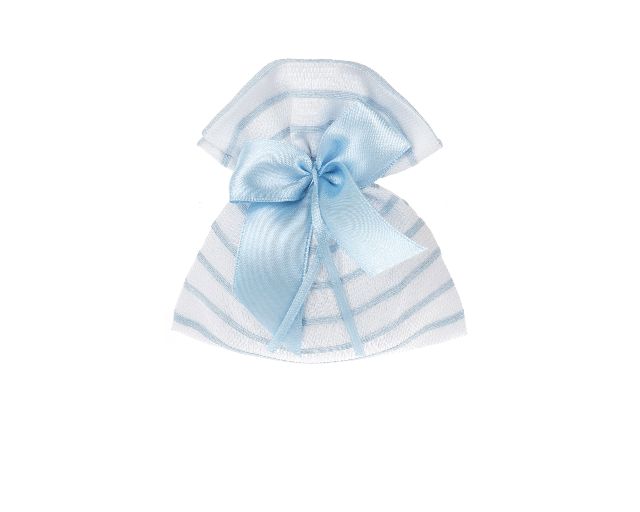 Sacchetto portaconfetti azzurro con fiocco azzurro
