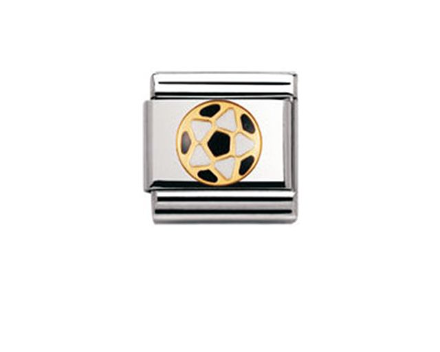 Pallone bianco nero composable acciaio oro e smalto
