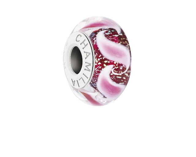 Charm dancing waters silver berry murano glass