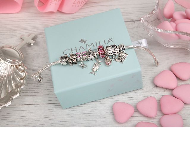 Charm Dancing Waters Silver Berry Murano Glass Chamilia