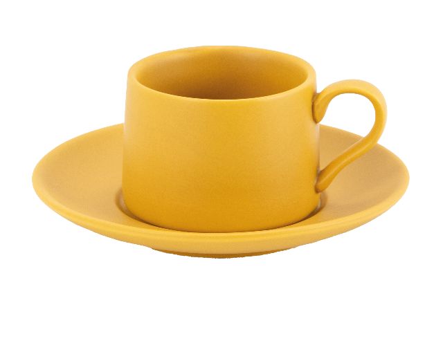 Coffee cup with saucer levante porcelain yellow