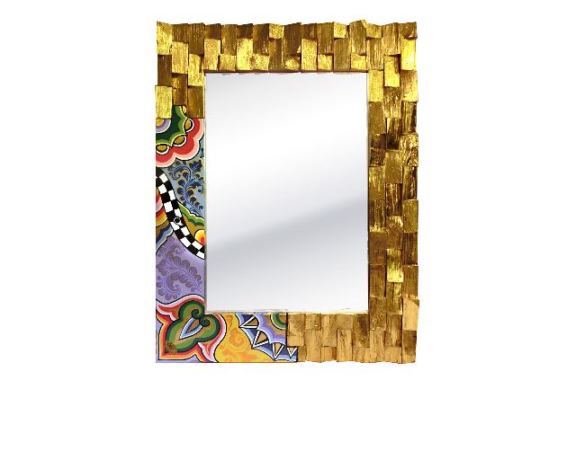 Specchio golden wood m dipinto a mano
