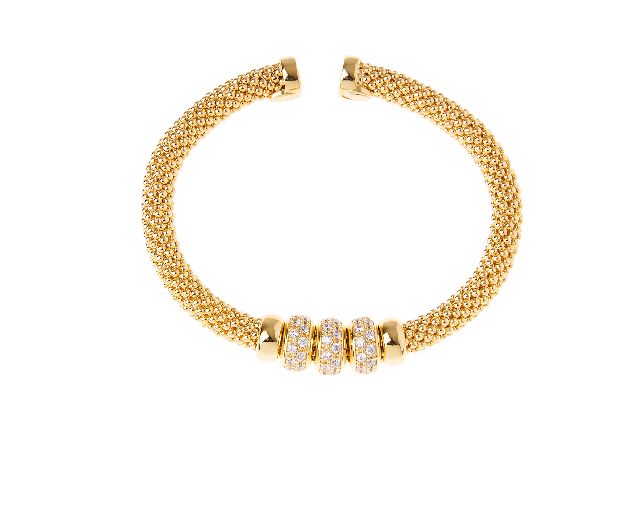 Bracciale strong in bronzo con finitura dorata e zirconi