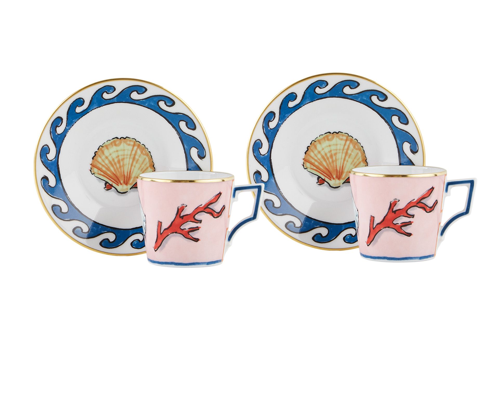 Coffe Cup Set Il Viaggio Di Nettuno Porcelain 2 Pieces With Saucer Richard Ginori 161774 F10100x9177genb40
