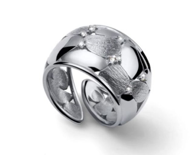 Anello boule argento con zirconi