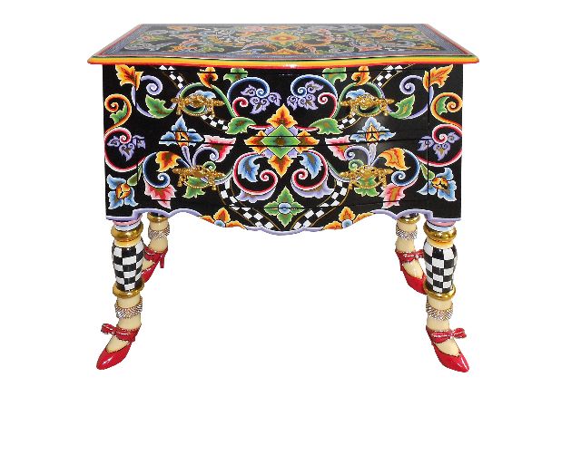 Cassettiera drawer chest black colle dipinta a mano