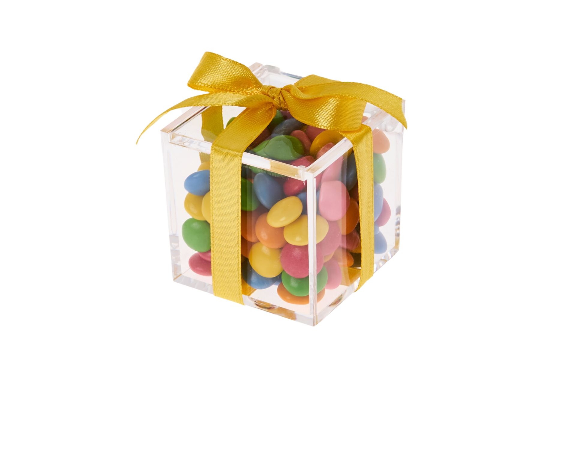 Scatolina In Plexiglass Con Smarties E Nastro Giallo Selezione Zanolli 181277 C24nsma030