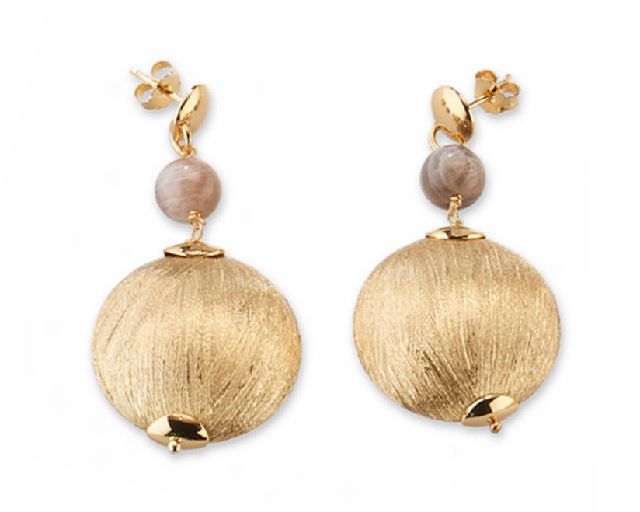 Orecchini aurelie ottone finitura oro con agata