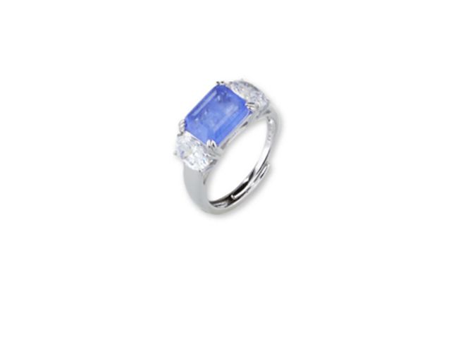 Anello luce argento con cubic zirconia e pietra fusion stone zaffiro