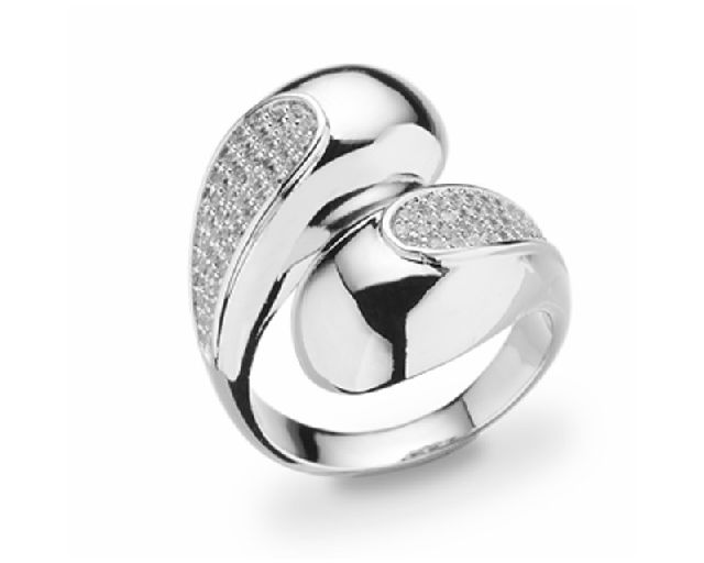 Anello aperto ottone con cubic zirconia