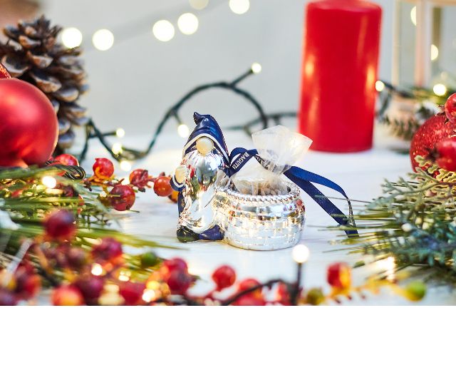 Idea regalo natale babbo natale con lenticchie blu