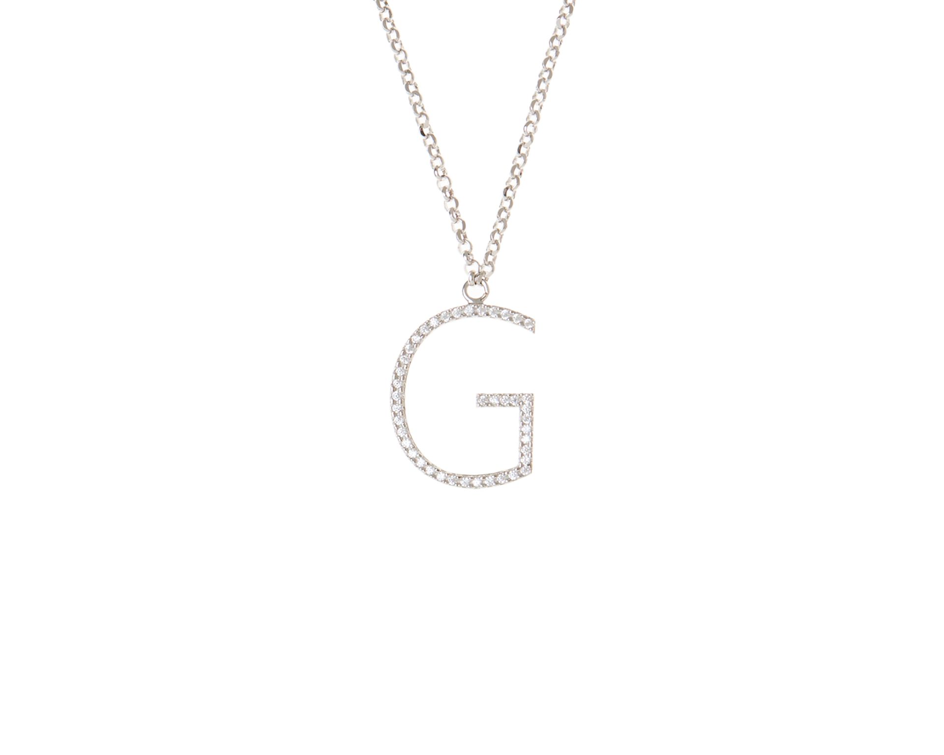 Necklace Dancing Names Silver With G Letter Pendant In Cubic Zirconia Sovrani 176444 814j050g