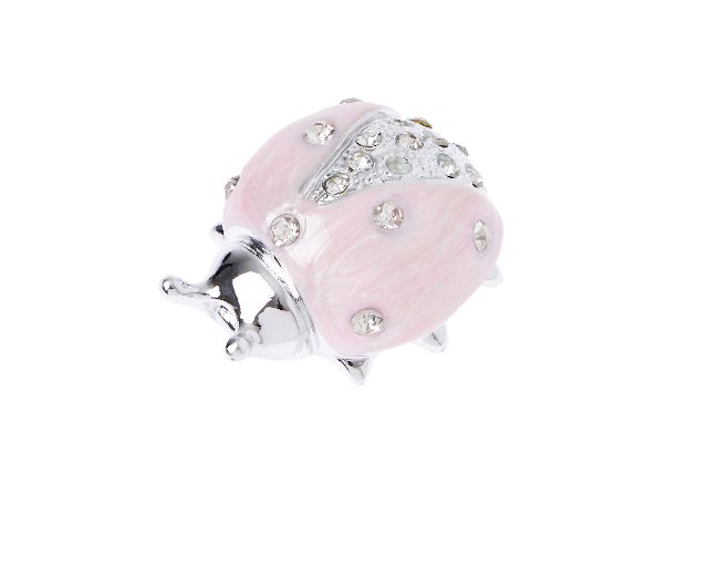 Figurina coccinella rosa con cristalli
