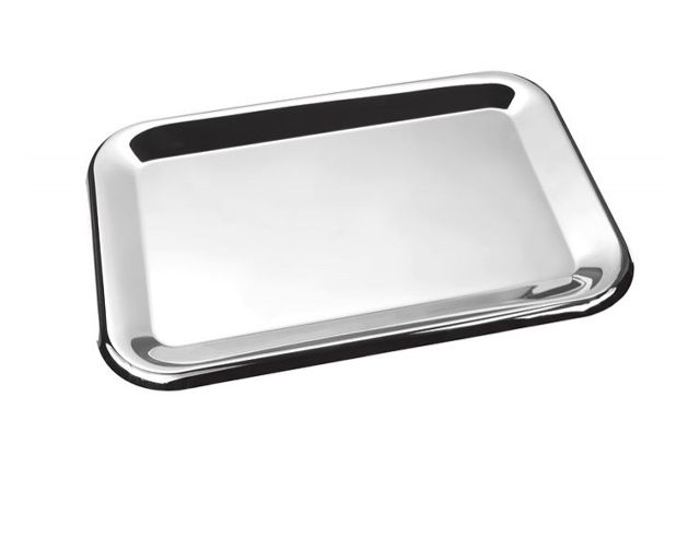 Tray rectangular in polished metal