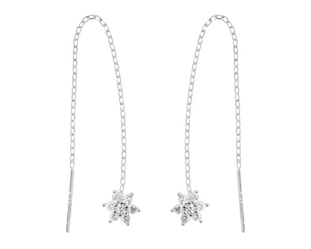 Orecchini argento saliscendi con fiore di zirconi