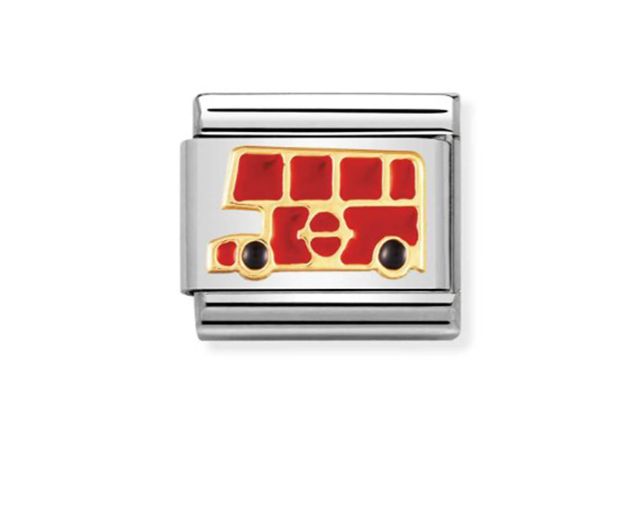 Autobus inglese composable acciaio oro e smalto