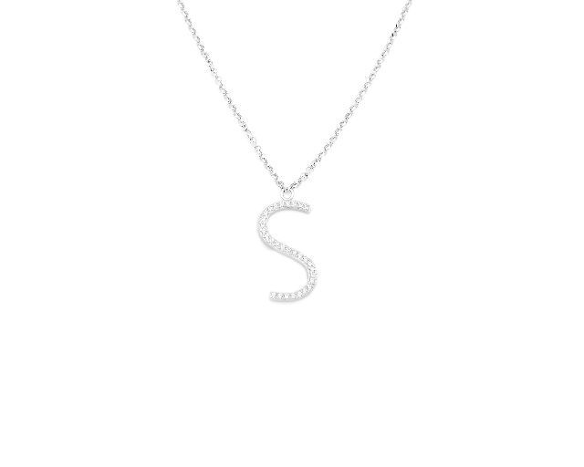 Necklace dancing names silver with s letter pendant in cubic zirconia