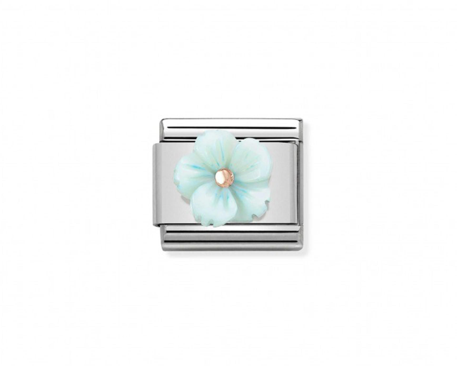 Flower In Turquoise Mother Of Pearl Composable Steel And Rose Gold Nomination