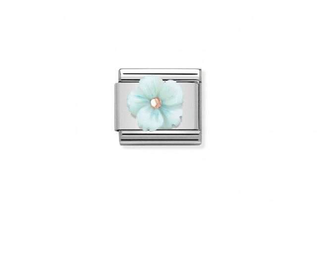 Flower in turquoise mother of pearl composable steel and rosè gold