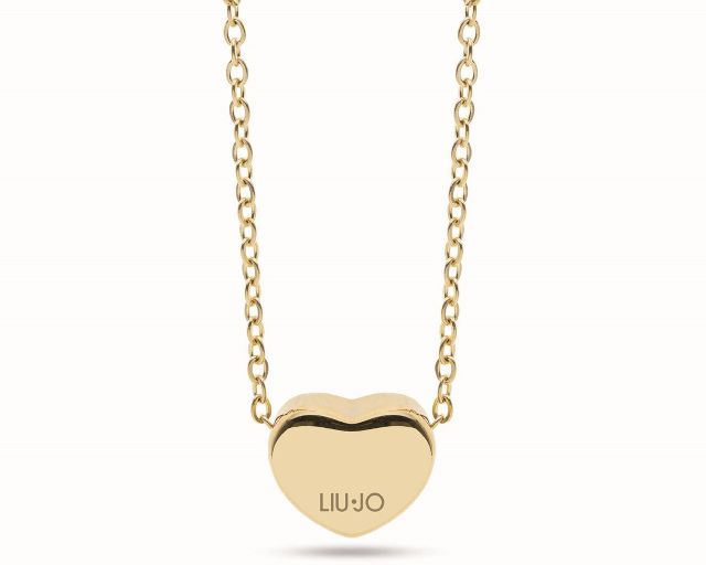 Collana acciaio dorato con cuore piatto