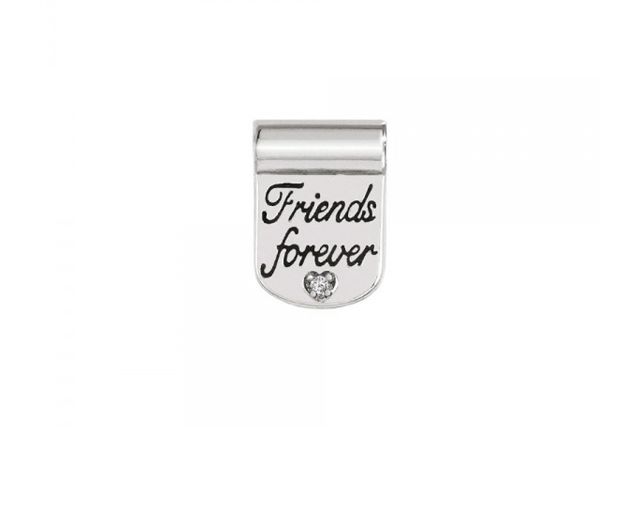 Ciondolo seimia argento friend forever con zirconi