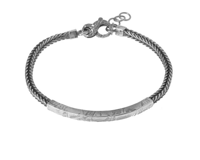 Bracciale uomo soul man argento con fascetta martellata