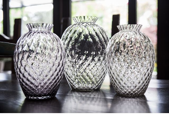 Vaso Polaris Vetro Di Murano Acciaio Carlo Moretti