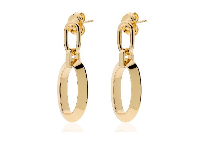 Orecchini triangoli in bronzo dorato con maglie ovali