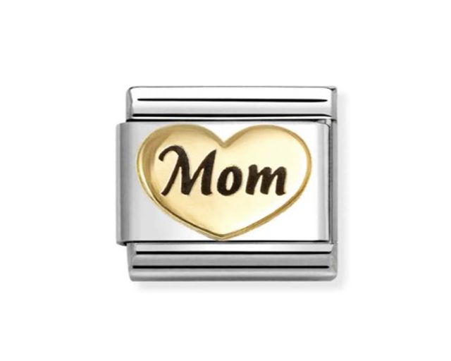 Cuore mom composable acciaio oro e smalto