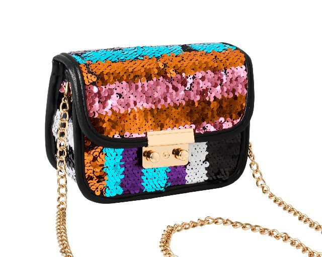 Clutch con paillettes multicolore