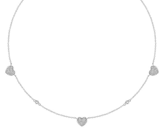 Collana argento tre cuori con zirconi