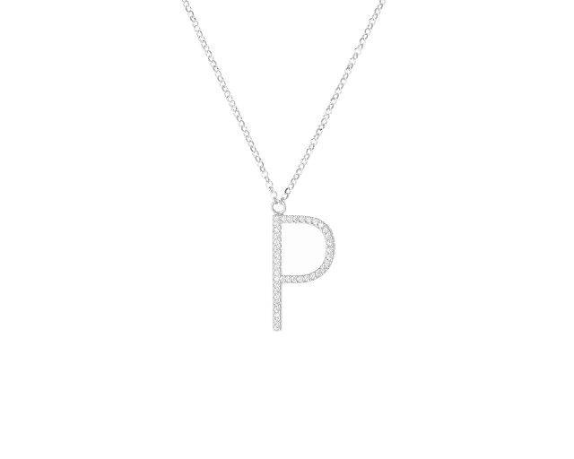 Collana dancing names argento con ciondolo lettera p in cubic zirconia